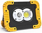 LED Arbeitsleuchte，Shayson 30W 3000 Lumen Akku Strahler Baustrahler Arbeitsstrahler USB Wiederaufladbares Flutlicht Scheinwerfer mit 180° Drehung für Baustelle Garage Werk