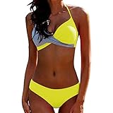 YUPENG Damen Bikini Set Knot Triangel Bikini Swimsuit Low Rise Bademode Zweiteiliger Badeanzug Push Up Bademode Strand Ties Oberteil Bikinihose Frauen Beachwear L