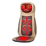Massagematte Shiatsu Massageauflage Massagesitzauflage mit 3 Massagezonen Wärmefunktion Tiefenmassage Rollmassage für Nacken Rücken Gesäß für jeden Stuhl geeignet mit Fernbedienung 70W beig