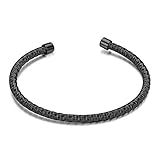 ZSCRL Exquisite Titan Stahl verstellbares Armband, Damen Kabel Mode Manschette Armband 63 * 3.6mm Pistole schw