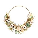 JuwelKerze Wild Fields floraler Türkranz, handgefertigt mit 100% trockenblumen, Durchmesser 30 cm, ganzjährige Dekoration für Tür, Wand, Fenster und Kamin, Geschenk für Deine Familie und F