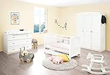 Babyzimmer komplett Kinderzimmer Set Laura breit groß von Pinolino, mit Kinderbett, Wickelkommode und Kleiderschrank, weiß