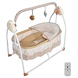 Elektrische Babywippe Schlafberuhigende Baby Elektrische Stubenwagen Neugeborenes Babyschaukel 3 Gänge Kinderbett Stubenwagen(Khaki)