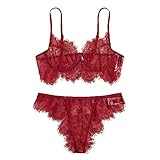 BIBOKAOKE Sexy Damen Unterwäsche für Sex Dessous Spitze Reizwäsche Sling Lingerie Unterwäsche Erotik Strapse Set Sexy Push Up BH Baby Dolls Reizwäsche Bra und Slip S