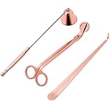 Czemo Kerze Zubehör Set, 3-in-1 Kerze Zubehör Werkzeug Set mit Kerze Wick Trimmer, Kerze Snuffer, Kerze Wick Dipper, Wick Scissors Set, geeignet für Zuhause, Hochzeit und Party (Rose Gold)