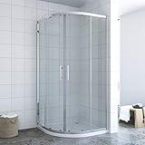 AQUABATOS® 90x90 x 185 cm Duschkabine Viertelkreis mit Einfaches Rollen Befestigungssystem Schiebetüren Runddusche Duschwand Glas Rund Dusche Schiebetür halbrund aus 6mm ESG Sicherheitsg