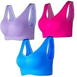 Damen Sport BH 3 Stück V Ausschnitt Tube Top BH Nahtlos Gepolstert Camisole Bandeau Sport-BH Schlaf-BH Elastischen Fitness B