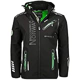 Geographical Norway Herren Softshell Outdoor Jacke Rainman Turbo-Dry Kapuze (L, Schwarz)