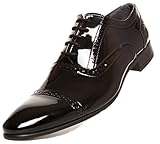CAPRIUM Oxford Lackschuhe Budapesteroptik Smoking Hochzeitsschuhe, Herren 000930 (44, Schwarz)