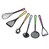Westmark Küchenhelfer-Set, 6-tlg, Pfannenwender, Schaum-, Spaghettilöffel, Suppenkelle, Kartoffelstampfer, Schneebesen, PA, Colour Edition, 290222E6