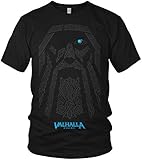 North - The Odin Runen Wikinger Rabe Valhalla Rising Walhalla Vikings Wodan Rune - Herren T-Shirt und Männer Tshirt, Größe:S, Farbe:Schwarz/Valhalla B