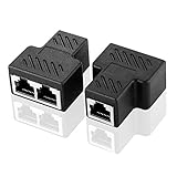 RJ45 Splitter Verbinder Adapter, XCOZU 2 Stück Ethernet Splitter Switch 2 Port Koppler 1 bis 2 HUB, LAN Kabel Splitter Netzwerk Verlängerungen Adapter für Cat5 Cat5e Cat6 Cat7 Kab