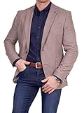 Unbekannt Herren Sakko Tweed Look Schurwolle/Polyester klassisch Reverskragen Blazer Zweiknopf Jackett Anzug Slim Fit bequem, Größe 56, beig