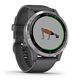 Garmin Vivoactive 4, GPS-Smartwatch, verfügt über Musik, Körperenergie-Überwachung, animierte Workouts, Puls-Ox-Sensoren und mehr, Shadow Gray/Silver (Renewed)