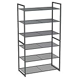 SONGMICS Schuhregal mit 6 Ablagen, stapelbarer Schuh-Organizer, für 18-24 Paar Schuhe, Schuhaufbewahrung, aus Metall, 63 x 30 x 112 cm (L x B x H), rauchgrau LMR86GC