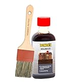 Bondex Holzbeize inkl. Beizpinsel, Wasserbeize in 20 Farbtönen zur Auswahl (250 ml, dunkelbraun)