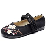 Neue Gelee Sohle Einzelschuhe Frauen Pflaumenblüte Gestickt Baumwolle Hanf Ethnische Bestickte Schuhe Alte Hanfu Schuhe 36 3059 schw