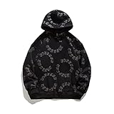 ZFF-DM 2021 Neue Herren und Spaß Hoodie - 3D Druck Spaß Kordelzug Pullover Langarm Pullover Hoodie Herren- und Damenoberseite (Color : Black thick, Size : S)