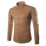 DUNQI Herren Oversized Langarm Button Down Regular Fit T-Shirt Casual Henley Shirts Polohemd Businesshemden Herbst Winter Basic Einfarbig Baumwolle Freizeithemd Büro Hemd Langarmshirts Arb