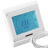 VILSTEIN© Digital Thermostat Temperatur-Regler Raumthermostat für Elektrische Fußbodenheizung Heizsysteme Touchscreen Beleuchtung Programmierbar mit Temperaturfühler Bodenfühler Unterputz weiß 16