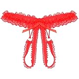 GBEN Spitze Tanga Damen Sexy offener Schritt Strings Erotische Unterwäsche Hipster Tanga Versuchung Schlüpfer Stringtangas Frauen Lace Babydolls Low Waist Hollow Out U