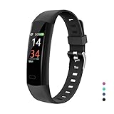 YoYoFit Slim HR Kinder Fitness Tracker Uhr mit Herzfrequenz-Monitor, Kinder Aktivitätstracker Gesundheit Übung Uhr mit Schrittzähler, Kalorienzähler, für Damen Herren Kinder, schw