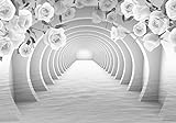 wandmotiv24 Fototapete Grau Tunnel Rosen, S 200 x 140cm - 4 Teile, Fototapeten, Wandbild, Motivtapeten, Vlies-Tapeten, Blumen, Wasser, 3D M3960