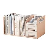 hongbanlemp Bücherschrank PP-Desktop-Bücherregal Lagerregal mit 2 Schubladen Display Organizer Office-Speicherregal-Zwei-Schicht-Verdickung kann mehrere Bücher aufnehmen Büroregal (Color : Pink)