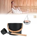 Sauna-zubehörset, 7L Luxuriöse Saunaeimer Aufgusseimer Set Saunaeimer Hochwertiges Sauna Zubehör Saunakübel Mit Kelle mit Edelstahl-Aromaschalenbecher und Saunalöffel mit langem G