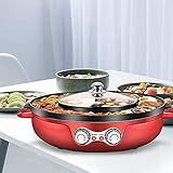 LSDRALOBBEB Elektrogrill Teppanyaki Tischgrill 2-in-1 Elektrogrill Hot Pot Chafing Multifunktionale elektrische rauchfreie Grillschale Antihaftbeschichteter Feuerkessel mit großem Fassungsvermögen 1