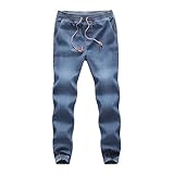 BaZhaHei Herren Herbst Elastische Jeans Kordelzug Stretch Slim Fit Einfärbig Regular Fit Große Größe Sporthose Arbeitshose Hosen Freizeithose Outdoorhose Trainingshose M-5XL