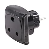 Südafrika 3-poliger Großer Stecker Typ M Adapter (Nicht für indische 3-polige Typ D-Stecker) Konvertiert in 2-polige EU-Steckdose/Deutschland Steckdose mit Sicherheitsverschluss (1 Stück Schwarz)
