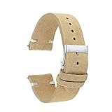 Wildleder Uhrenarmbänder Armband Khaki Retro Handmade Watch Strap für Woemn Men 18mm 20mm 22mm Armband, Khaki White Line, 20