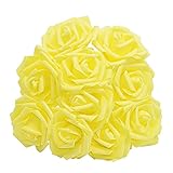 10/20/30Pcs 8cm Künstliche PE-Schaum-Rosen-Blumen-Brautsträuße für Hochzeitstisch Home Party Dekorationen DIY Scrapbook Supplies, gelb, 10 STÜCKE