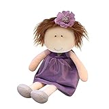 EUWLY SüÃŸe Mädche Stoffpuppe mit Kleidung und Haaren, Weiche Niedliches Handgemachte Puppe zum Spielen, Kuscheln und Trösten, Geburtstag Baby Taufe Geschenk für Kinder, Mädchen,Lila,35