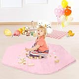 joylink Korallen Teppich 140 * 125 cm rutschfeste Babyspielmatte Plüschmatte Kinderzelt Hexagon Prinzessin Schloss Spielhaus Pad für Kinder Spielen (Type 2)