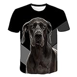 ZHRDRJB 3D T-Shirts,Sommer T-Shirt Männer 3D Schwarz Deutsche Dogge Bedrucktes T-Shirt Mode Kurzarm Tops Street Rundhals Neuheit T-Shirt Unisex Casual T-Shirt, XL
