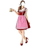 coloing Frauen Deutsch Oktoberfest Kostüm Erwachsenes Traditionelles Bayerisches Bier Karneval Cosplay Maid Dress Outfit(Blau Medium)