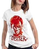 style3 Dexter Blutspur T-Shirt Dam Serie Mord Morgan Trinity serienkiller, Farbe:Weiß, Größe:M