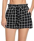 MISS MOLY Kurze Hose Damen Sommer Shorts Hohe Taille mit Bindergürtel High Waist Schwarz M