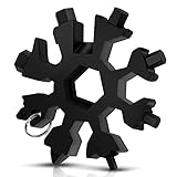 KAMEUN 18-in-1 Edelstahl Schneeflocke Multi-Tool Tragbares Edelstahl-Multifunktionswerkzeug für Outdoor-Abent, Coole Werkzeug Kleine Geschenk für Papa, Mann, Frauen(Schwarz)