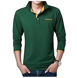 Poloshirt Herren Casual Einfarbig Revers Business Herren Langärmliges Bodenhemd Golf Baseball Running Übung Herren Sportshirt Herren T-Shirt AQ-05 XL
