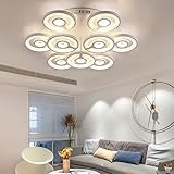 Dimmbare LED Deckenleuchte Wohnzimmer Lampe Weiß Rund Blumenform Design Decke Hängeleuchte mit Fernbedienung Lichtfarbe/Helligkeit Einstellbar Deckenlampe Schlafzimmer Esszimmer Küche Bürolamp