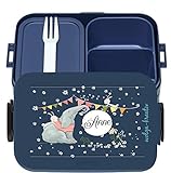 wolga-kreativ Brotdose Lunchbox Bento Box Kinder Elefant Hase mit Namen Mepal Obsteinsatz für Mädchen Jungen personalisiert Brotbüchse Brotdosen Kindergarten Schule Schultüte fü