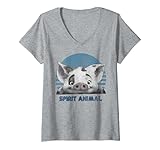 Damen Disney Moana Pua Spirit Animal Portrait T-Shirt mit V