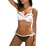 AMUSTER Damen Bandeau Bikini Badeanzüge mit Slip Damen Bikini Set Push up Badeanzug Zweiteilige Bandeau Bademode mit verstellbaren Träg