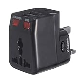 XWJSKJ 125-25. 0V US/UK/AU/EU Universal World Travel Adapter-Stecker Dual USB Port W/Surg