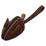 Amosfun Maus Münztasche Leder Geldbörse Tier Brieftasche Kartenhalter Tasche mit Reißverschluss Lanyard Geschenke für Kinder Einkaufen Reisen Geburtstag
