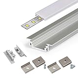 LED Aluprofil GROOVE (GR) | 2m | eloxiert | 1 Abdeckung 2 Endkappen 4 Montageklammern (12 x 1 m)