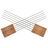 10 Grillspieße aus Metall, Spieße für Grill und Shish Kebab – Fleischspieße aus Metall mit Holzgriffen – Gemüsespieße, für Grill und Grillen – 30